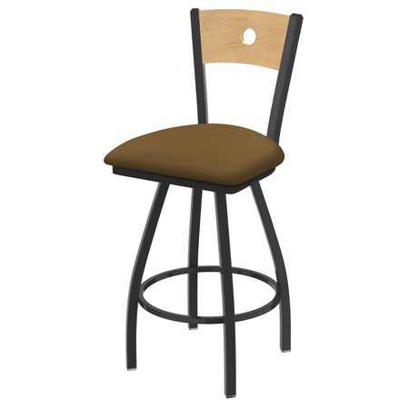 Holland Bar Stool Co 25" Swivel Counter Stool, Pewter Finish, Nat Back, Canter Saddle Seat X830